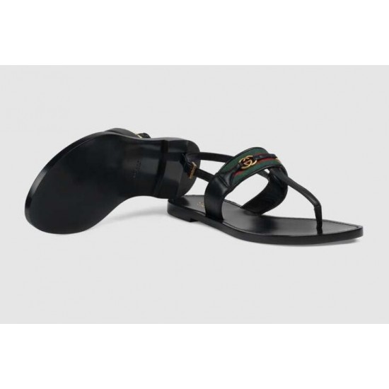 GG webbing leather flip flops sandals
