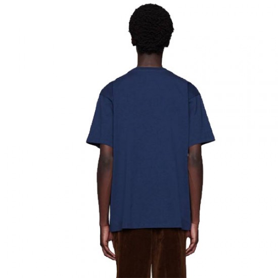 Interlocking GG Stripe Print T-Shirt Blue