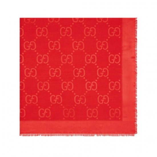 GG Jacquard Silk Wool-Blend Cape Red