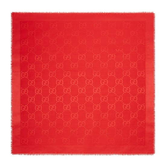 GG Jacquard Silk Wool-Blend Cape Red