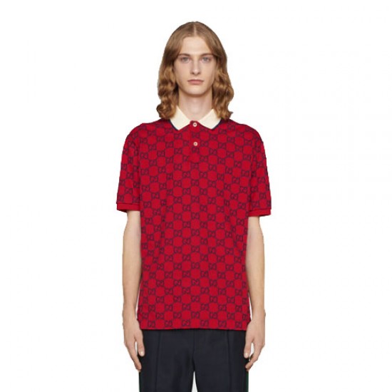 Gucci GG stretch cotton polo shirt red