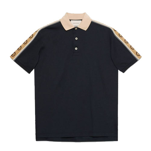 Interlock GG Stripe Cotton Polo Shirt