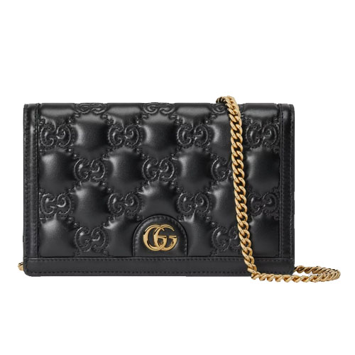 GG Matelasse chain wallet black